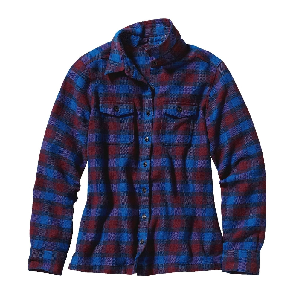 Patagonia Blue and Burgundy Plaid Flannel Shirt